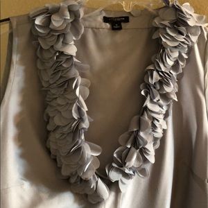 Ann Taylor 100% silk tunic with ruffle collar